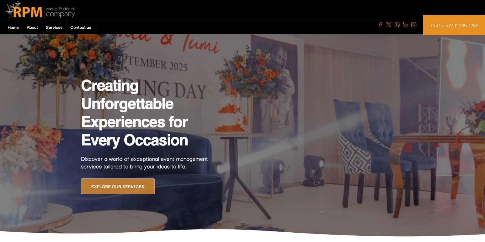 RPM Events & Décor homepage